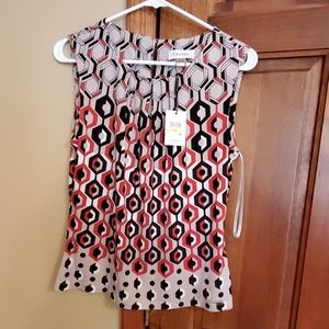 Calvin Klein pleat neck sleeveless top, Medium